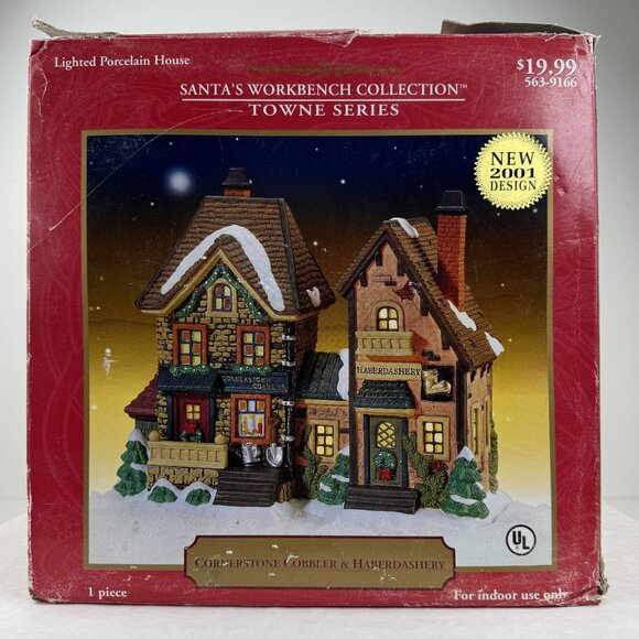 Santas Workbench Cornerstone Cobbler Haberdashery Lighted Porcelain Christmas - Picture 2 of 16